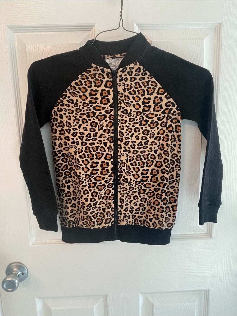 wonder nation Leopard Print Zip-Up Jacket - Black and Tan